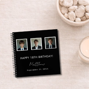 Guest book birthday black white photo name