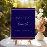 Guest book birthday blue gold minimalist<br><div class="desc">A classic blue background,  a faux gold frame.  Personalise and a name and age/date.</div>