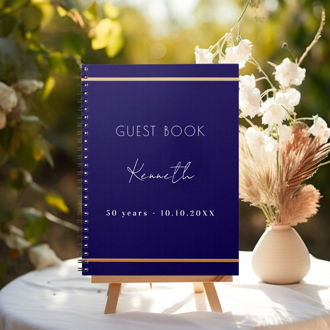 Guest book birthday blue gold minimalist budet (Creator Uploaded)