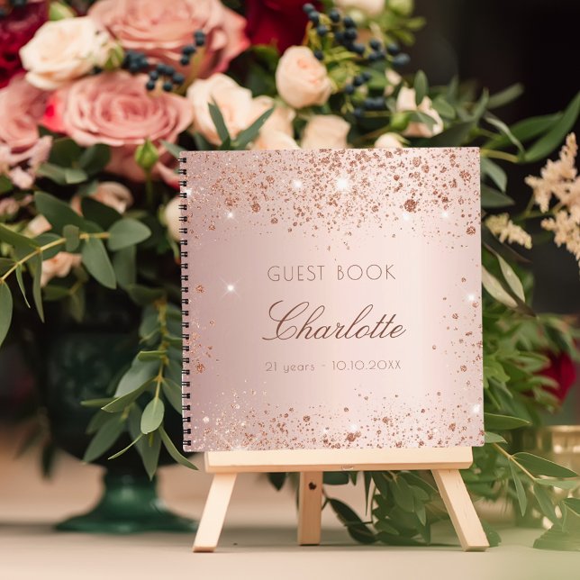 Guest book birthday blush rose gold name (Creator Uploaded)