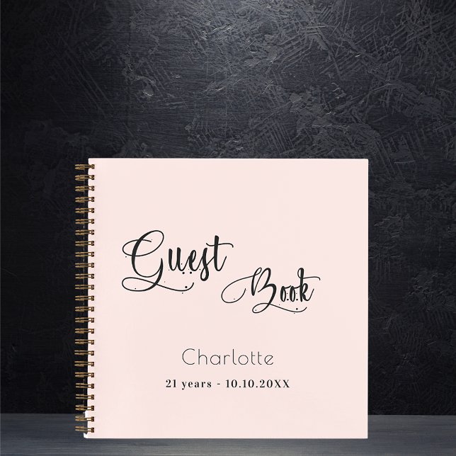 Guest book birthday blush rose gold script (Creator Uploaded)
