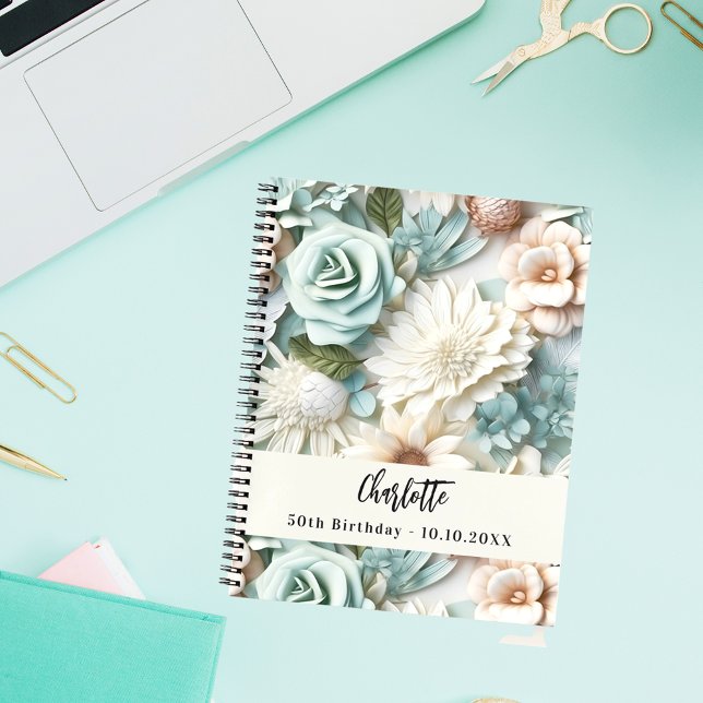 Guest book birthday dusty green cream name (Creator Uploaded)