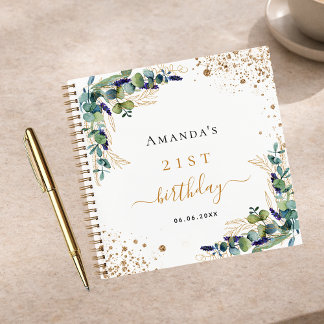 Guest book birthday eucalyptus greenery