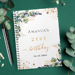 Guest book birthday eucalyptus greenery gold<br><div class="desc">A white background colour. Decorated with eucalyptus greenery,  golden foliage and faux gold glitter dust.  Add a name,  age and a date.</div>