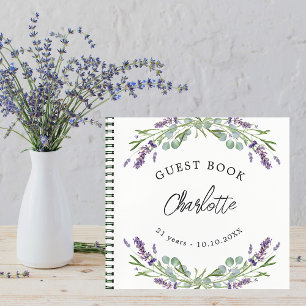 Guest book birthday lavender violet eucalyptus
