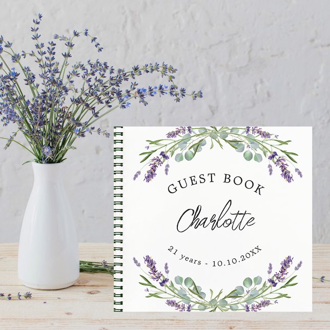 Guest book birthday lavender violet eucalyptus (Creator Uploaded)