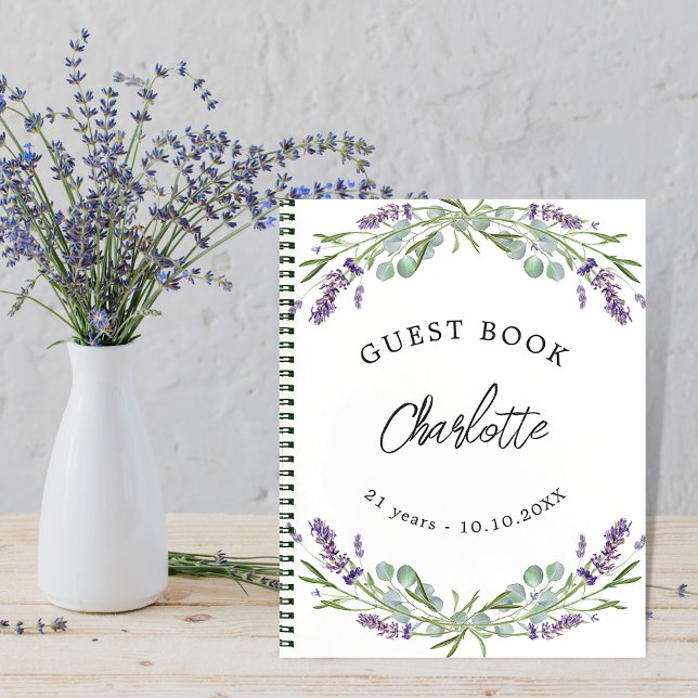Guest book birthday lavender violet eucalyptus (Creator Uploaded)