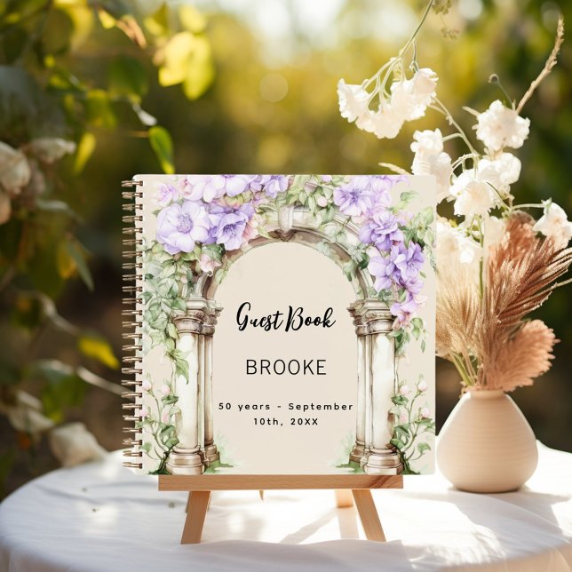 Guest book birthday lavender violet florals arch (Creator Uploaded)