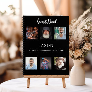 Guest book birthday photo collage black