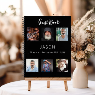 Guest book birthday photo collage black