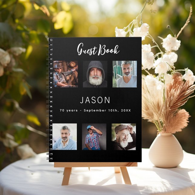 Guest book birthday photo collage black budget (Creator Uploaded)
