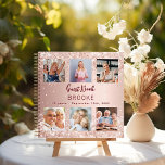 Guest book birthday photo collage rose gold<br><div class="desc">Create a unique photo collage. Use six,  6 of your favourite photos.  Personalise and add a name and age,  date. Rose gold coloured background,  decorated with confetti.</div>