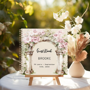 Guest book birthday pink florals arch
