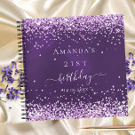 Guest book birthday purple confeti name<br><div class="desc">A guest book for a feminine and glamorous 21st (or any age) birthday party.  A stylish purple background with purple and pink confetti. The purple color is uneven. Add your name,  age 21 and date.</div>