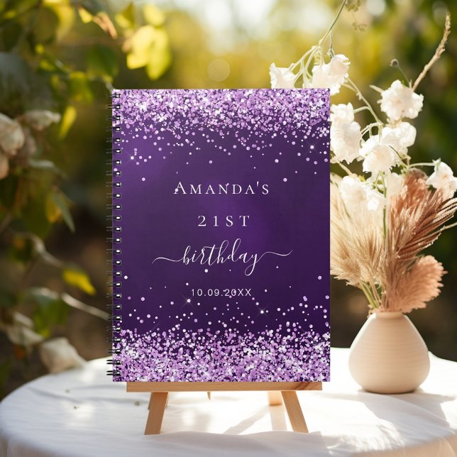 Guest book birthday purple glitter name (Creator Uploaded)