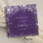 Guest book birthday purple silver glitter dust<br><div class="desc">A guestbook for a feminine and glamourous 21st (or any age) birthday party.  A stylish purple background with faux silver glitter dust. The purple colour is uneven. Add your name,  age 21 and date.</div>