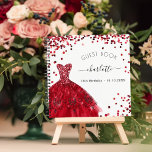 Guest book birthday red white glitter dress<br><div class="desc">For a 18th birthday (or any age) party. A white background with red sparkles, confetti, a red dress. The name is written with a modern hand lettered style script with swashes. Personalise and add a name and date. To keep the swashes only delete the sample name, leave the spaces or...</div>