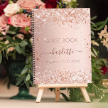 Guest book birthday rose gold blush glitter name<br><div class="desc">A guest book for a feminine and glamourous 21st (or any age) birthday party.  A stylish rose gold,  blush faux metallic looking background with faux glitter sparkles. Add your name,  age 21/text.</div>