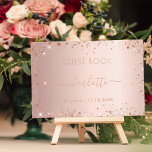 Guest book birthday rose gold glitter<br><div class="desc">A guest book for a feminine and glamourous 21st (or any age) birthday party.  A stylish rose gold background with faux glitter. Add your name,  age 21/text.</div>