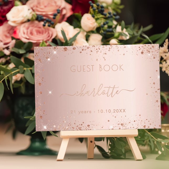 Guest book birthday rose gold glitter (Creator Uploaded)