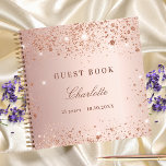 Guest book birthday rose gold glitter blush name<br><div class="desc">A guestbook for a feminine and glamourous 21st (or any age) birthday party.  A stylish rose gold faux metallic looking background with faux glitter dust. Add your name,  age 21/text.</div>