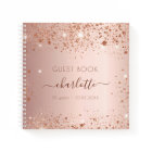 Guest book birthday rose gold monogram