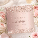 Guest book birthday rose gold name<br><div class="desc">A guestbook for a feminine and glamorous 21st (or any age) birthday party.  A stylish rose gold gradient background with confetti. Add your name,  age 21/text.</div>