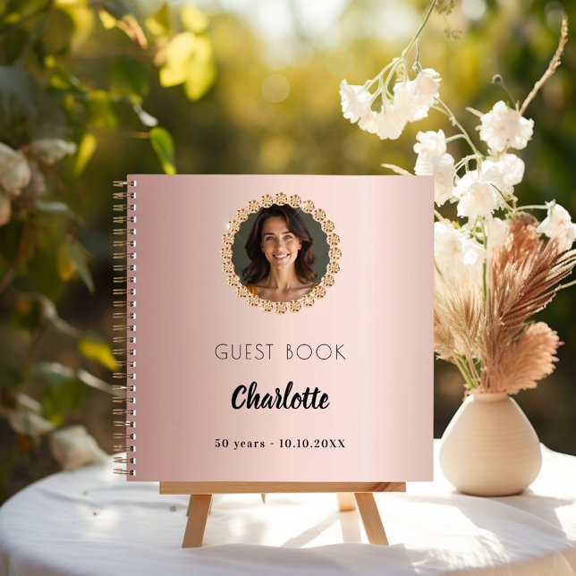Guest book birthday rose gold photo diamonds (Creator Uploaded)