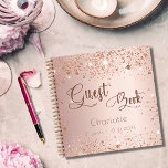Guest book birthday rose gold sparkles name script<br><div class="desc">A guestbook for a feminine and glamourous 21st (or any age) birthday party.  A stylish blush,  rose gold background with faux sparkles. Add your name,  age 21/text.</div>