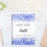 Guest book birthday royal blue white confetti<br><div class="desc">A chic white background with royal blue glitter,  confetti.  Personalise and add  your name,  age 21,  date. The name is written with a modern hand lettered style script.</div>