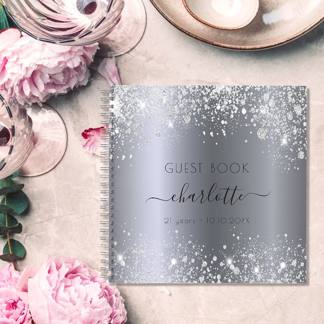 Guest book birthday silver glitter name (Creator Uploaded)