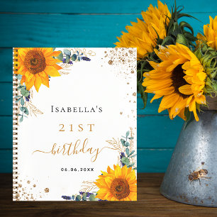 Guest book birthday sunflowers eucalyptus