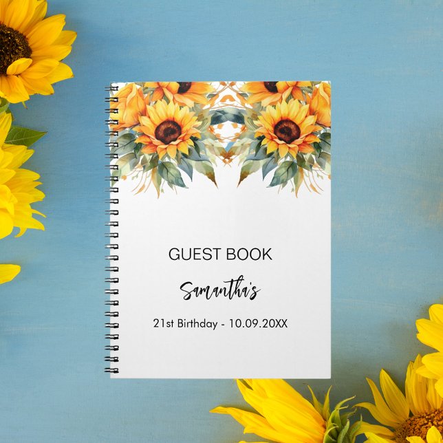 Guest book birthday sunflowers watercolor fall (Creator Uploaded)