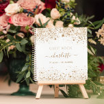 Guest book birthday white gold glitter monogram<br><div class="desc">A guestbook for a feminine and glamorous 21st (or any age) birthday party.  A stylish white background with dark faux gold glitter dust. Add your name,  age 21/text</div>