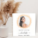 Guest book birthday white gold glitter photo<br><div class="desc">A guest book for a feminine and glamourous 21st (or any age) birthday party.  A stylish white background with faux gold glitter sparkles round the photo.  Add your name,  age 21,  date and a photo.</div>