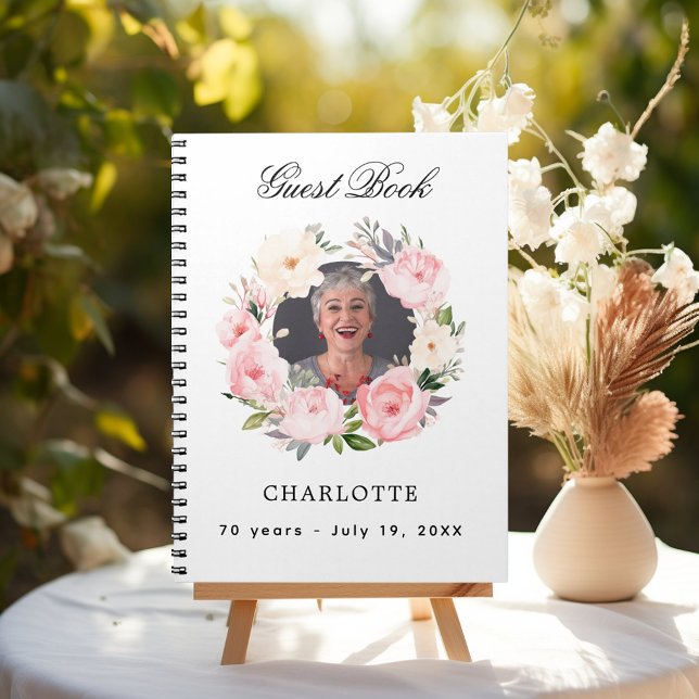 Guest book birthday white photo florals budget (Creator Uploaded)