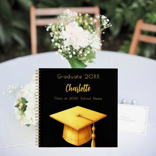 Guest book black gold graduation party