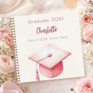 Guest book blush pink beige cream graduation party