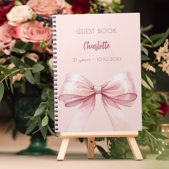 Guest book blush pink bow birthday (Creator Uploaded)