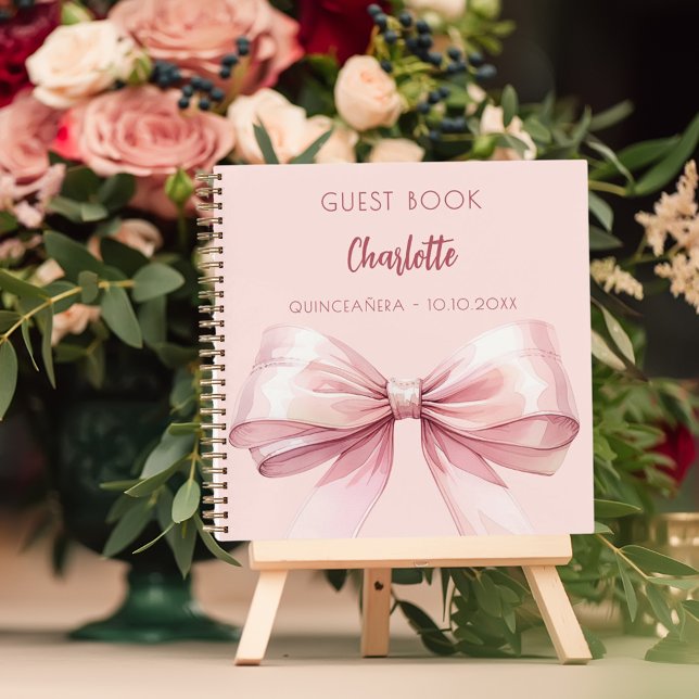 Guest book blush pink bow Quinceanera (Creator Uploaded)