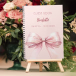 Guest book blush pink bow SWEET 16<br><div class="desc">A blush pink background colour. Decorated with a large pink bow.  Personalise and add your name,  text.</div>