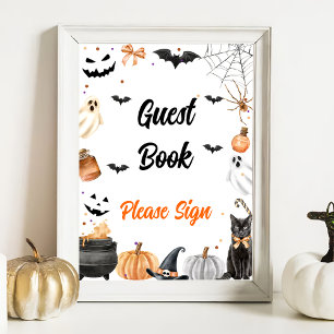 " Guest Book  " Boo Black Cat Halloween Sign