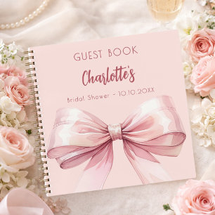 Guest book Bridal Shower blush pink bow