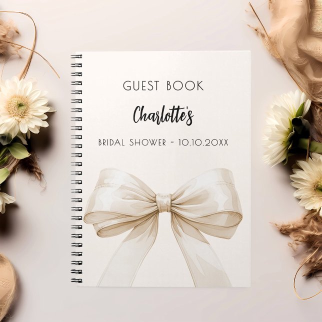 Guest book Bridal Shower bow cream beige (Creator Uploaded)