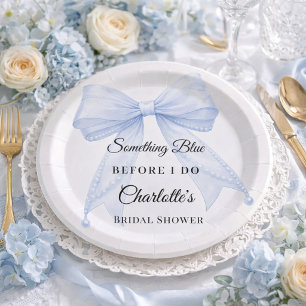Guest book Bridal Shower bow something blue Paper Plate