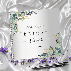 Guest book bridal shower eucalyptus silver