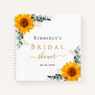 Guest book bridal shower eucalyptus sunflowers 