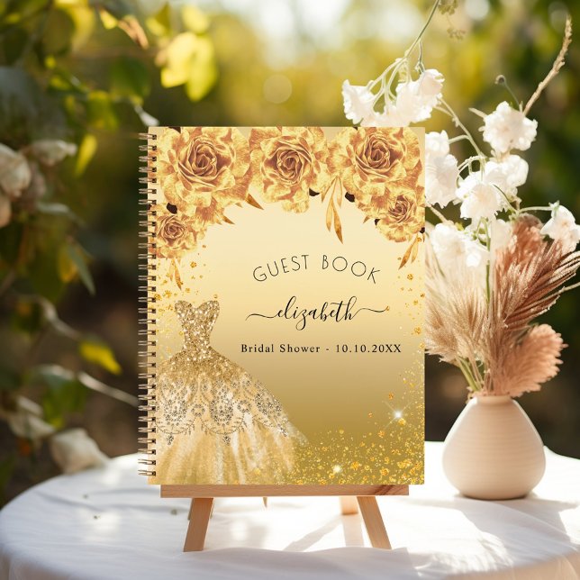 Guest book Bridal Shower gold glitter dress  (Creator Uploaded)