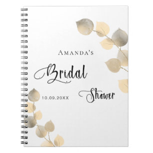 Guest book bridal shower golden eucalyptus budget