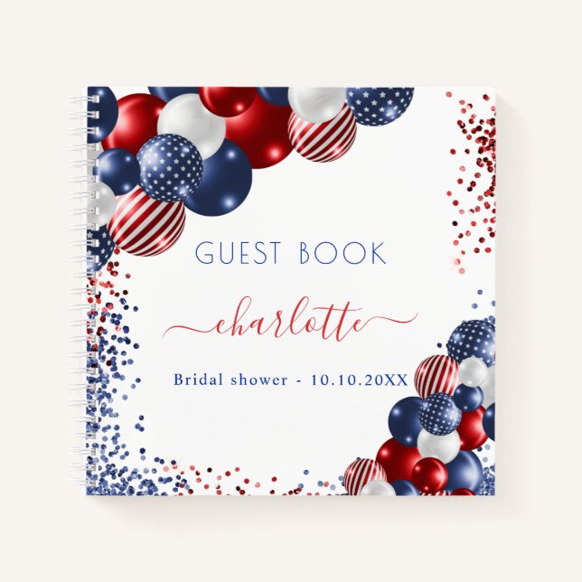 Guest book bridal shower patriotic 4th july (Front)